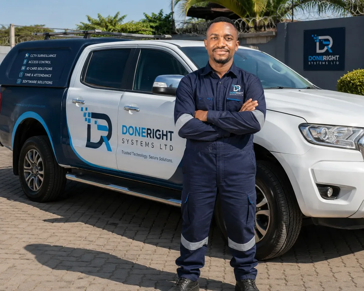 Doneright Systems staff member with the full range of ID and security hardware
